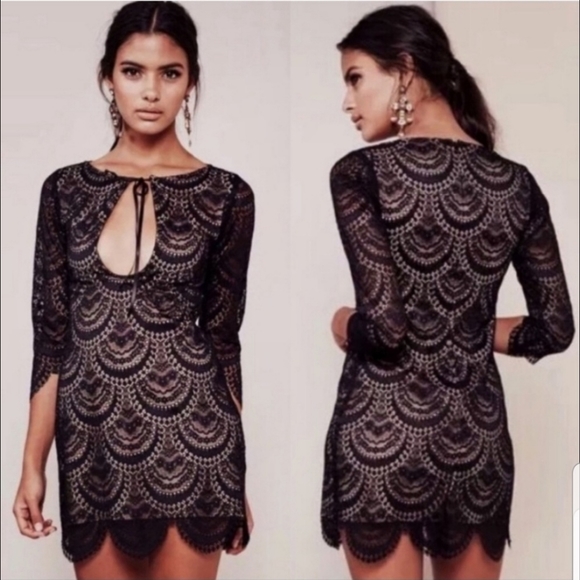 For Love & Lemons Black Rosalita Mini Lace Dress - Picture 1 of 7